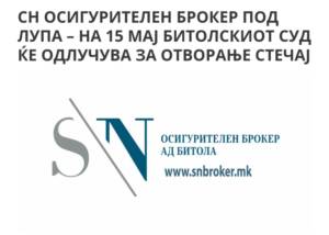 СН Осигурителен Брокер под лупа – На 15 мај битолскиот суд ќе одлучува за отворање стечај