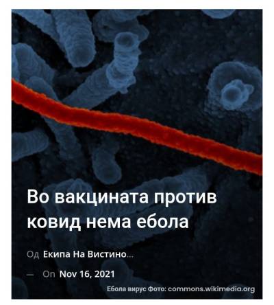 Во вакцината против ковид нема ебола