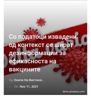 Со податоци извадени од контекст се шират дезинформации за ефикасноста на вакцините