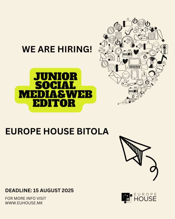 Повик за уредник на социјални мрежи и веб-страница EUROPE HOUSE BITOLA